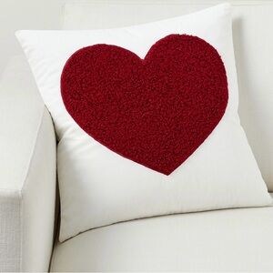 New Pottery Barn White Pillow Covers with Red Heart